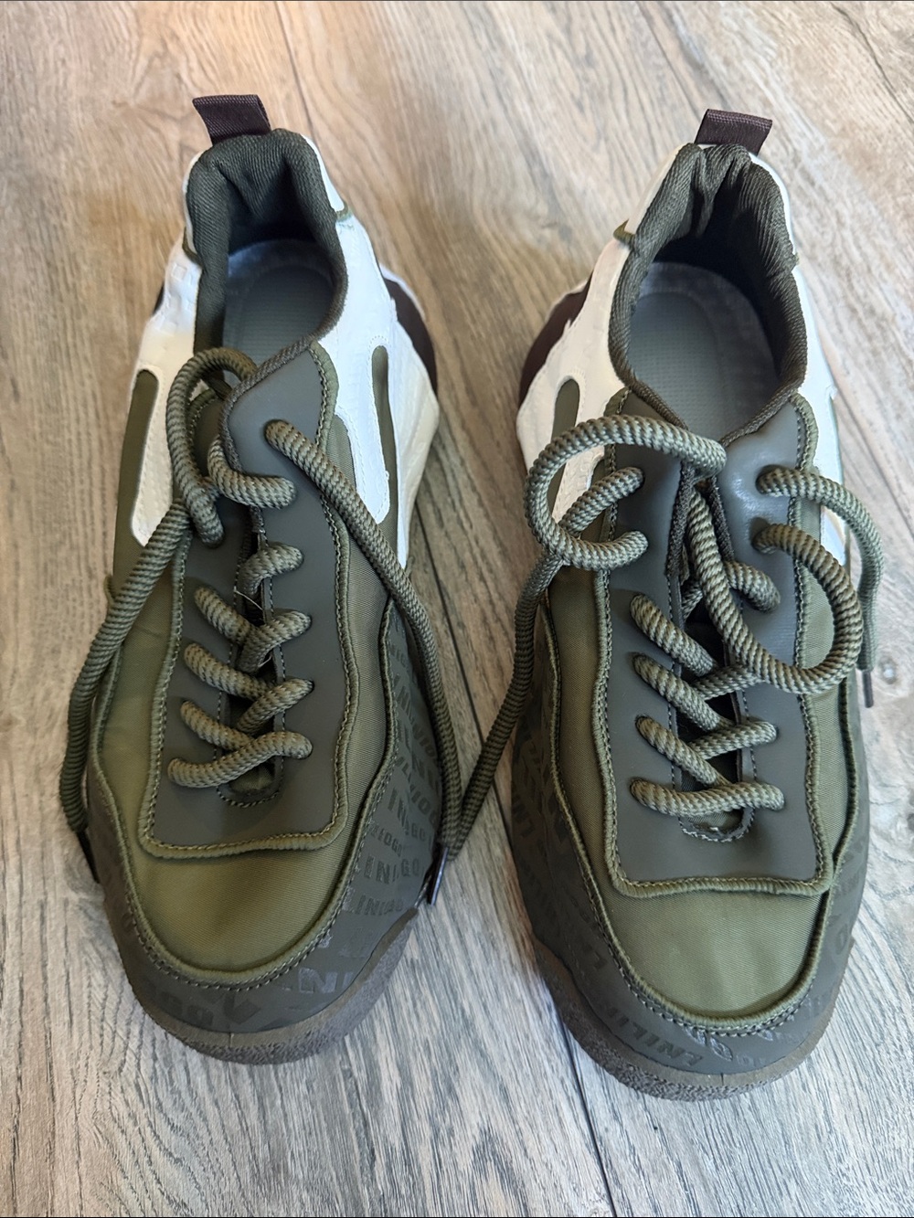 Men's Olive Green and White Casual Sneakers